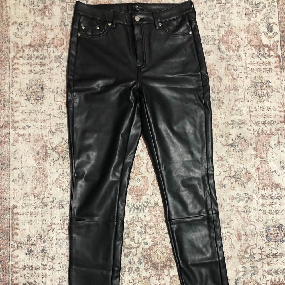 7  for All of Mankind High waisted leather skinny pants